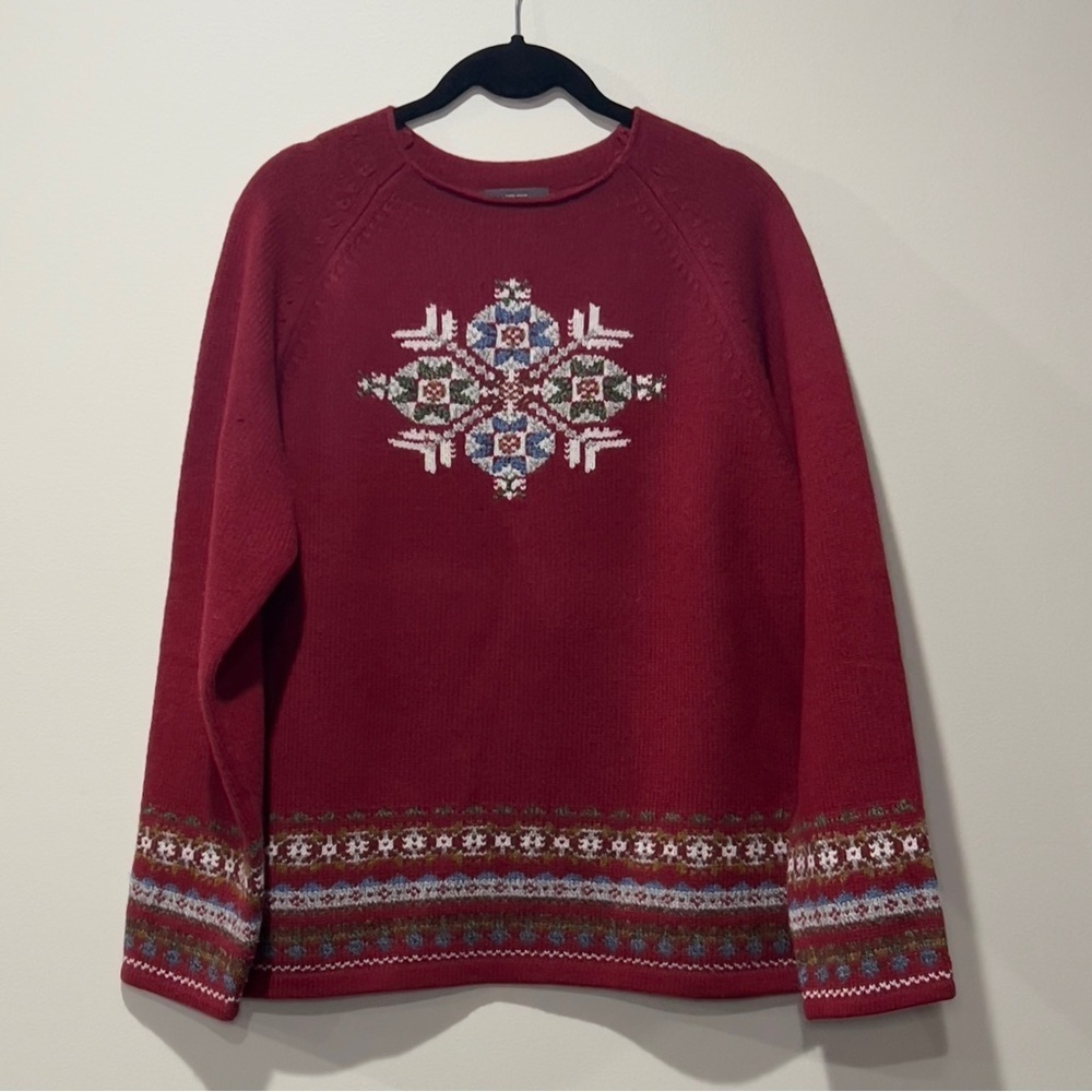 Woolrich Size L Ruby Holiday Christmas 100% Lambs Wool Pull Over Sweater